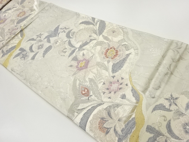 道長取りに唐花模様織出し袋帯